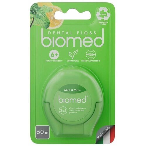 Зубная нить Biomed с ароматом мяты и юдзу 50м