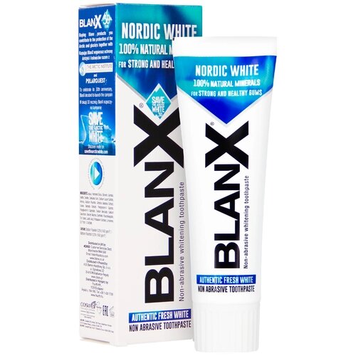 Зубная паста BlanX Nordic White отбеливающая, 75 мл, белый