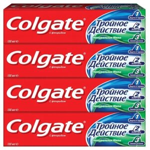 Зубная паста Colgate Тройное действие Натуральная мята комплексная, 100 мл, 4 шт.