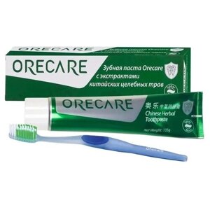 Зубная паста Orecare с экстрактами китайских целебных трав с зубной щёткой Orecare / Зубная паста Тяньши