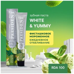 Зубная паста PresiDENT White&Yummy Фисташковое мороженое с мятой, 65 мл, 75 г, зеленый