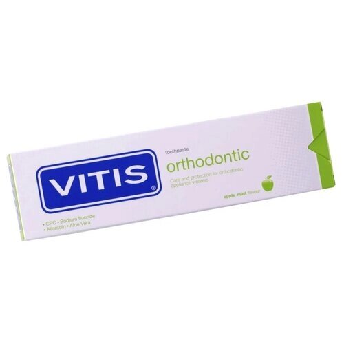 Зубная паста VITIS Vitis Orthodontic, яблоко и мята, 100 мл, 157 г, белый