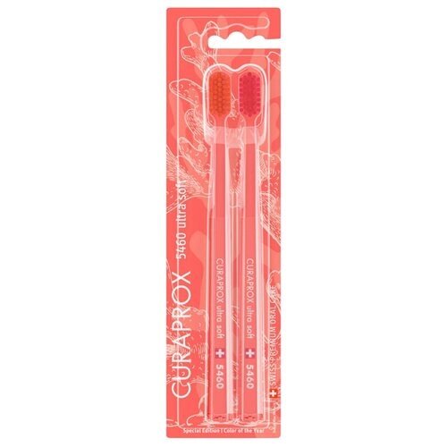 Зубная щетка Curaprox CS 5460 Ultra Soft Coral Limited edition, розовый, 2 шт., диаметр щетинок 0.1 мм