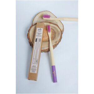 Зубная щетка Eco4YOU бамбуковая круглая ручка, цвет фиолетовый