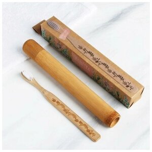 Зубная щетка в бамбуковом чехле "Весна", 3,1 24,1 3,1 см