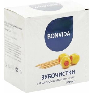 Зубочистки деревянные BONVIDA, 500 шт. 5 упаковок
