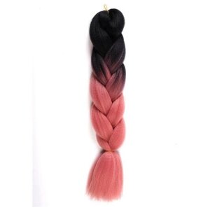 ZUMBA Канекалон двухцветный гофрированный 60 см 100 гр цвет чёрный/пудровый розовый (BY6)