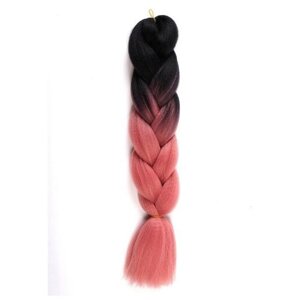 ZUMBA Канекалон двухцветный, гофрированный, 60 см, 100 гр, цвет чёрный/пудровый розовый (BY6)