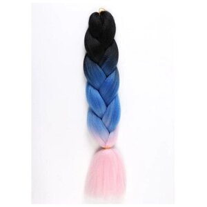 ZUMBA Канекалон трехцветный, гофрированный, 60 см, 100 гр, цвет черный/синий/светло-розовый (CY4)В упаковке шт: 1