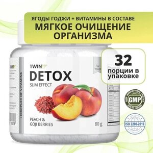1WIN Detox Slim Effect / Напиток дренажный Детокс Слим Эффект с Ягодами Годжи. Вкус Персик, 32 средство для похудения