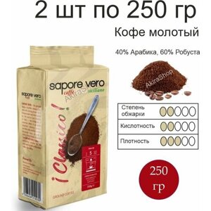 2 пачки по 250 гр. Кофе молотый Sapore Vero Classico,500 гр) Германия