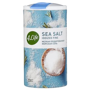 4Life соль морская йодированная, мелкий, 250 г, пластиковая банка