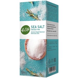 4Life соль морская йодированная, мелкий, 500 г, картонная коробка