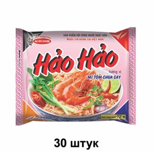 Acecook Лапша быстрого приготовления Hao Hao со вкусом креветки, 77 г, 30 шт