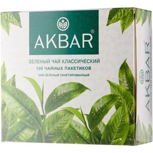 Akbar зеленый Классический чай в пакетиках, 100 шт