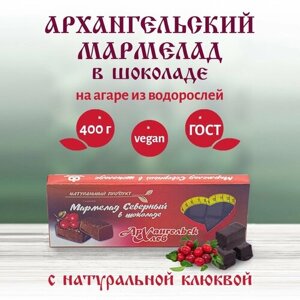 Архангельский мармелад клюква в шоколаде натуральный на агар-агаре без обсыпки из сахара 400 г.