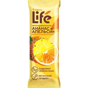 Батончик фруктовый лента LIFE Ананас и апельсин, 33г