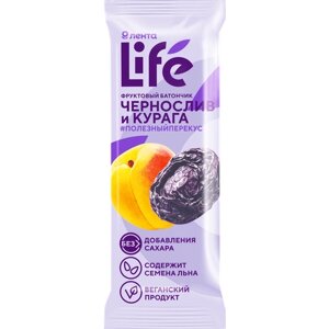 Батончик фруктовый лента LIFE Чернослив и курага, 33г