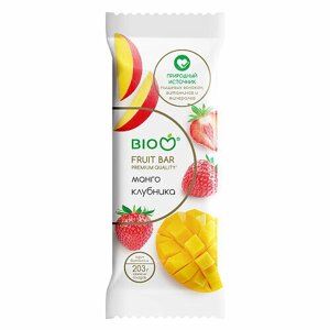 BIOM, Батончик фруктово-ягодный "Манго, клубника", 35 грамм, 2 штуки
