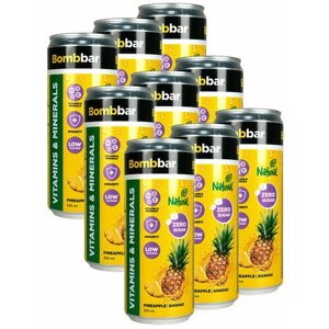 Bombbar, Натуральный лимонад без сахара с витаминами, 9х330мл (Ананас)