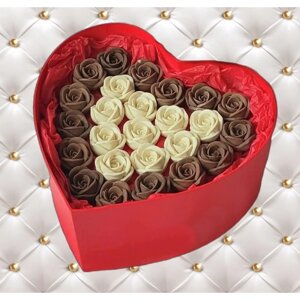 Букет Из 25 Шоколадных Роз В Коробке Сердце ShokoTrendy SND175