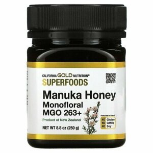 California Gold Nutrition, SUPERFOODS, монофлорный мед манука, MGO 263+250 г (8,8 унции)