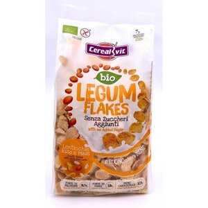 Cerealvit Хлопья хрустящие бобовые кукурузно-рисовые с чечевицей “LEGUM FLAKES” БИО без глютена, без сахара, Италия 200 г