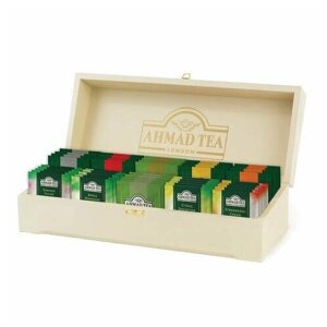 Чай AHMAD ассорти 10 вкусов в деревянной шкатулке, набор 100 пакетов, Z583-2