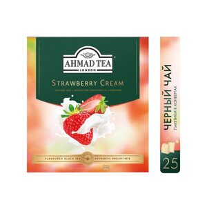 Чай черный Ahmad Tea Strawberry Cream в пакетиках, 100 пак.