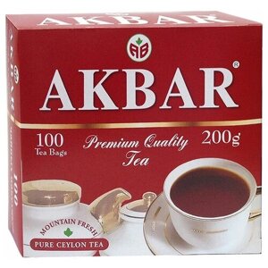 Чай черный Akbar Premium цейлонский в пакетиках, классический, натуральный, 100 пак.