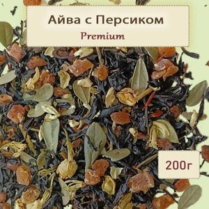 Чай черный Айва с персиком Премиум, крупнолистовой цейлонский с фруктами, 200г