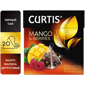 Чай черный Curtis "Mango & Berries" в пирамидках, манго, малина, 20 пак.