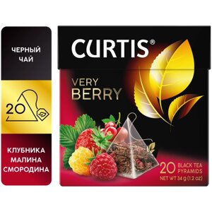 Чай черный Curtis "Very Berry" в пирамидках, малина, клубника, смородина, 20 пак.