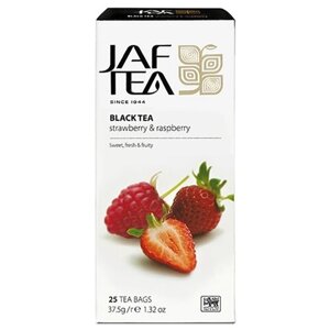 Чай черный Jaf Tea Platinum collection Strawberry & raspberry в пакетиках, роза, малина, 25 пак.