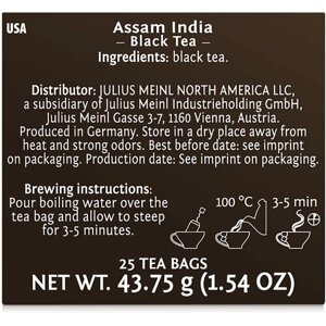 Чай черный Julius Meinl Assam India в пакетиках, 25 пак.