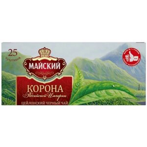 Чай черный Майский Корона Российской империи в пакетиках, натуральный, бренди, 25 пак.