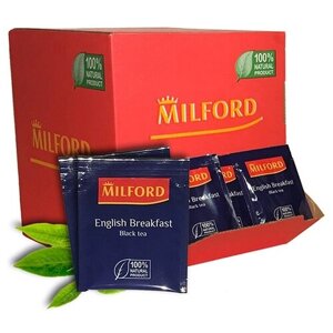 Чай черный Milford English breakfast в пакетиках, классический, натуральный, 200 пак.