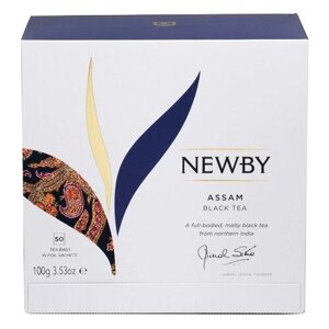 Чай черный Newby Assam в пакетиках, классический, травы, 50 пак.