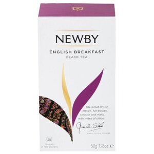 Чай черный Newby English breakfast в пакетиках, травы, натуральный, 25 пак.