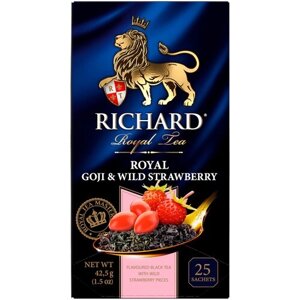 Чай черный Richard Royal Goji & Wild Strawberry, в пакетиках, 25 пак.
