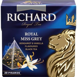 Чай черный Richard Royal Miss Grey в пирамидках, 20 пак.