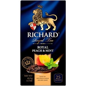 Чай черный Richard Royal Peach & Mint в пакетиках, 25 пак.