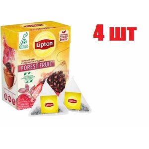 Чай черный с лесными ягодами "Lipton Forest Fruit" 20 пирамидок 4 упаковки