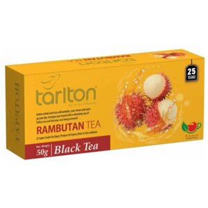 Чай черный Tarlton Rambutan в пакетиках, рамбутан, мультифрукт, 25 пак.