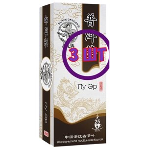 Чай черный в пакетиках для чашки Черный дракон Пу Эр, 25*2 г (комплект 3 шт.) 0720540
