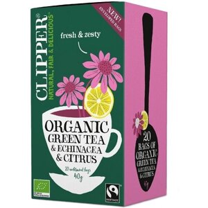 Чай Clipper Organic Green Tea с ароматом цитрусовых и эхинацеей 20х2г