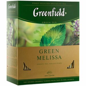 Чай Greenfield "Green Melissa", зеленый, 100 фольг. пакетиков по 1,5г, 195455
