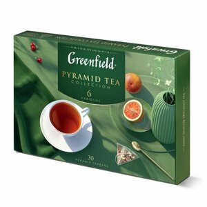 Чай GREENFIELD "Pyramid Tea Collection" ассорти 6 вкусов, набор 30 пирамидок, 1768-10