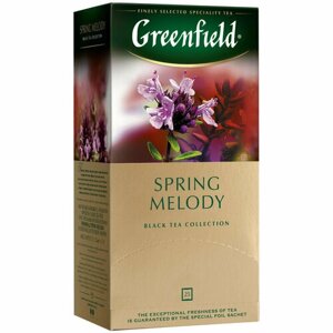 Чай Greenfield "Spring Melody", черный с ароматом мяты, чабреца, 25 фольг. пакетиков по 2г, 182070