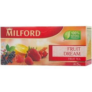 Чай красный Milford Fruit Dream в пакетиках, бузина, яблоко, 20 пак.